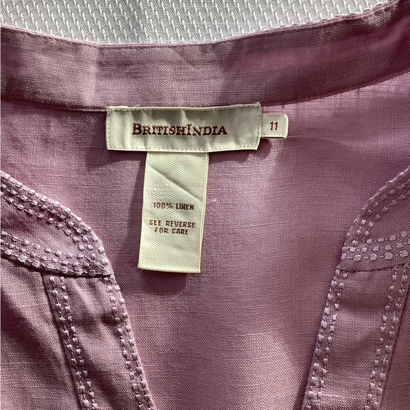 British India 100% Linen Split Neck Tunic in Lilac - Picture 5 of 5